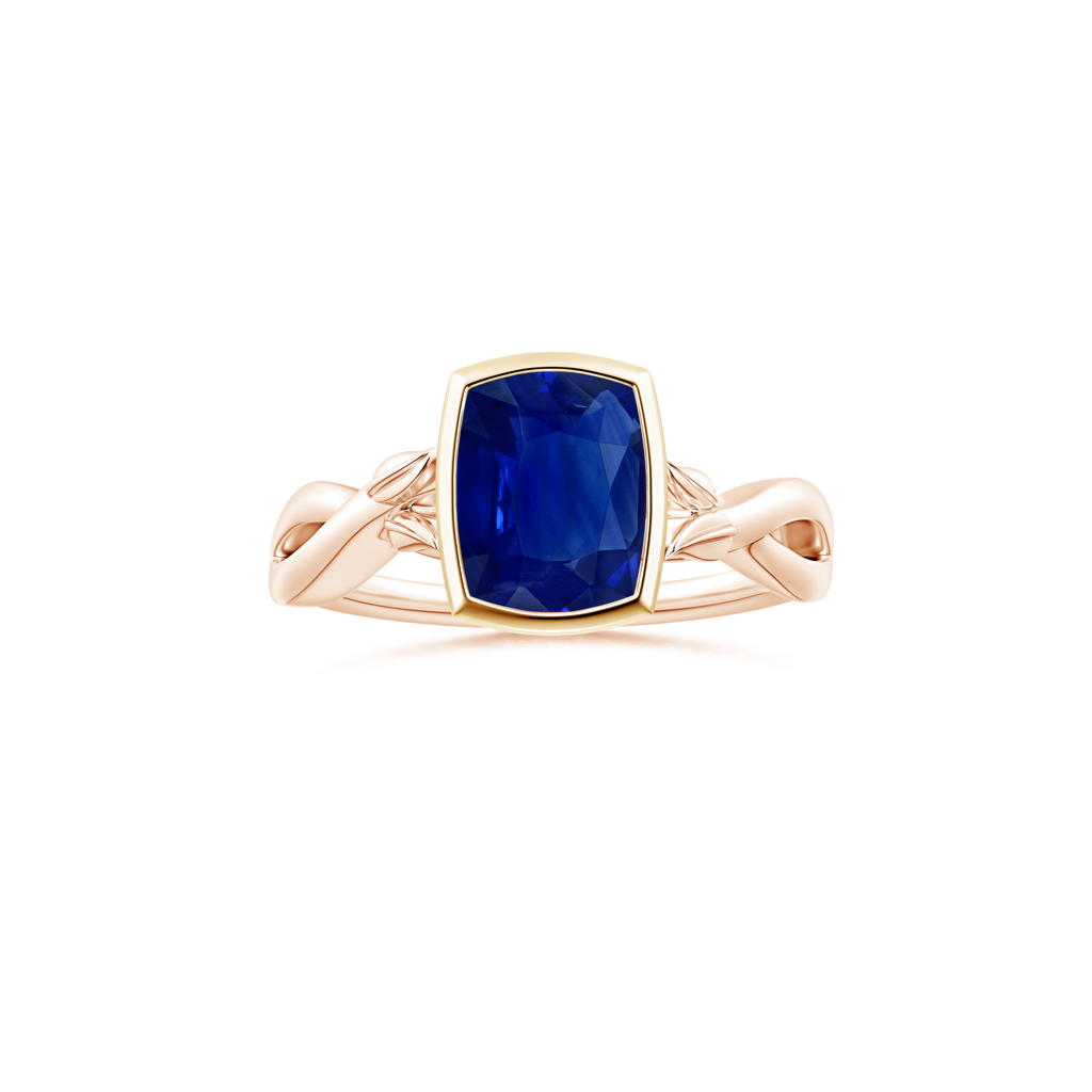 Custom Cushion Rectangular Blue Sapphire Bezel Solitaire Ring
