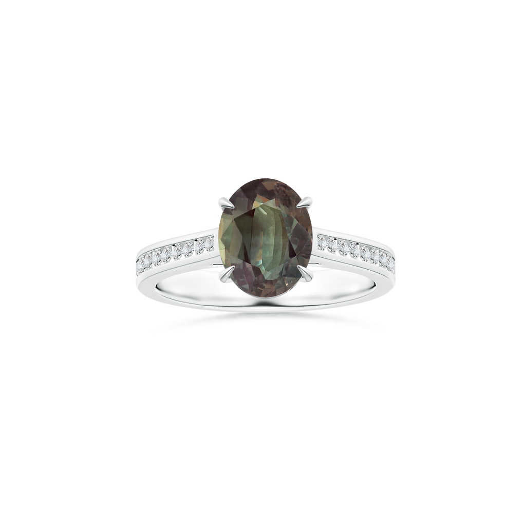 Custom GIA Certified Oval Alexandrite Claw-Set Solitaire Ring with Diamond Studded Shank
