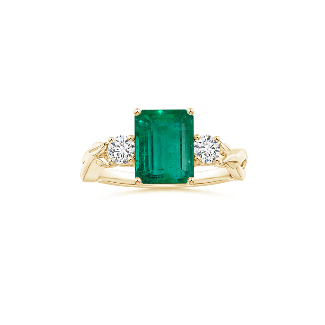 Custom GIA Certified Emerald cut Emerald Three Stone Ring