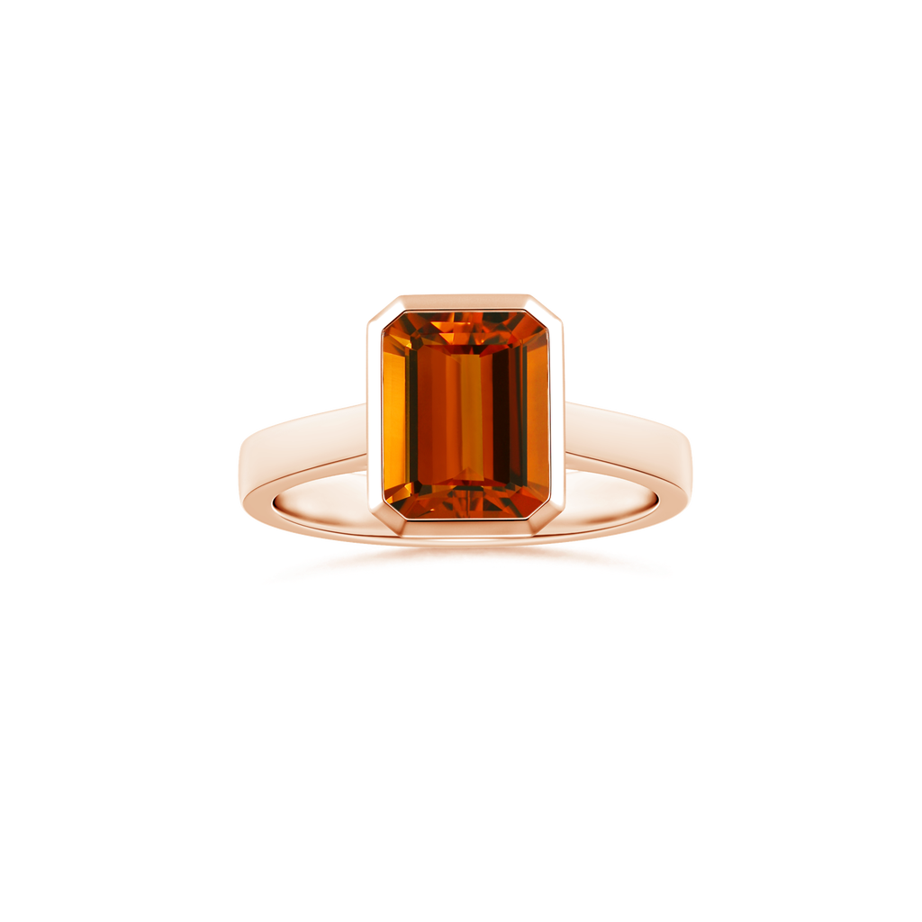 Custom Emerald cut Citrine Bezel Solitaire Ring