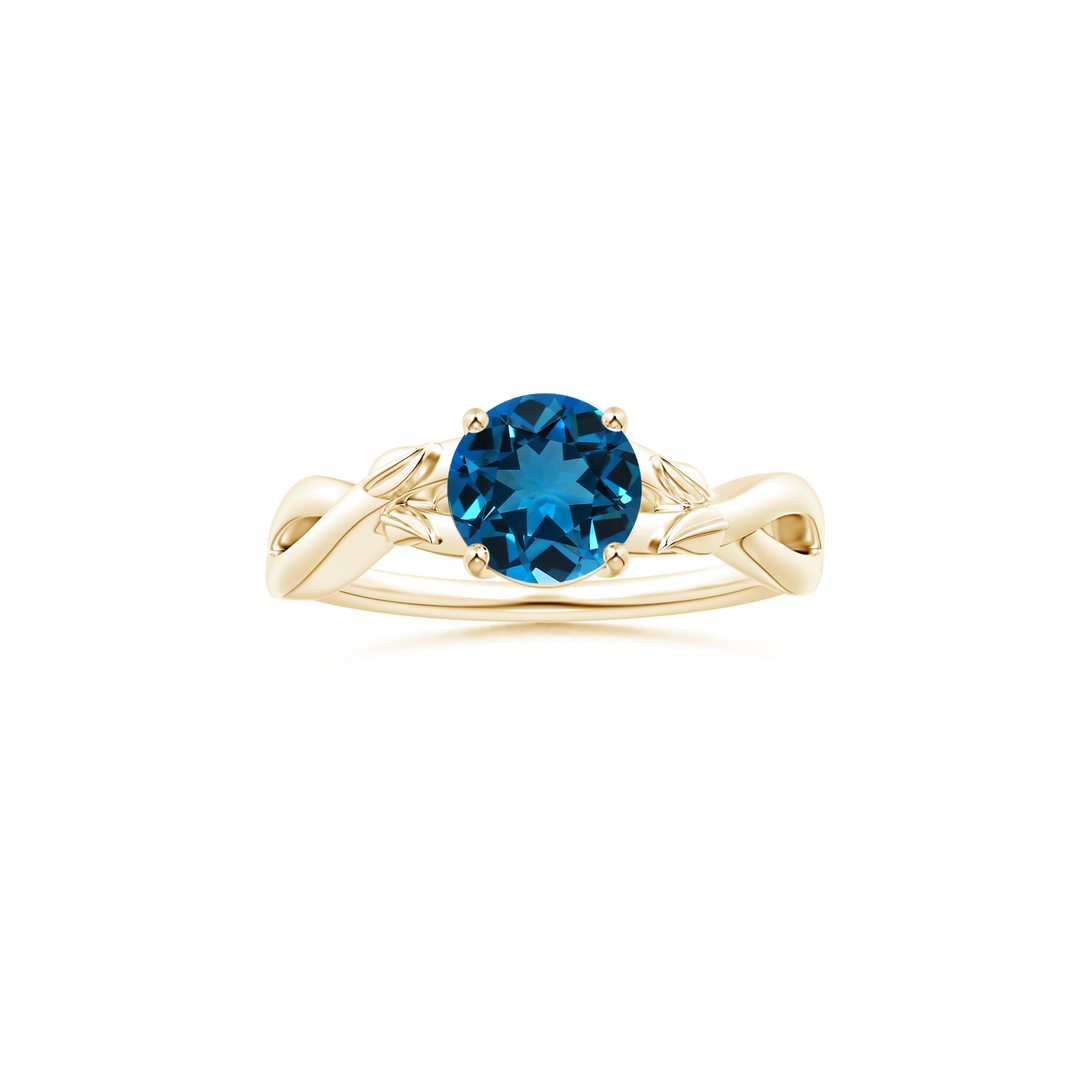 Custom Round London Blue Topaz Prong-Set Solitaire Ring