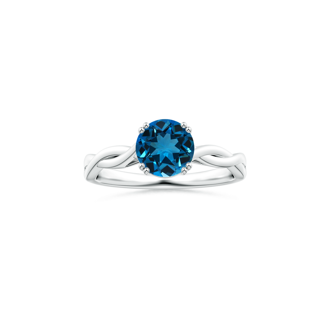 Custom Round London Blue Topaz Double Prong-Set Solitaire Ring