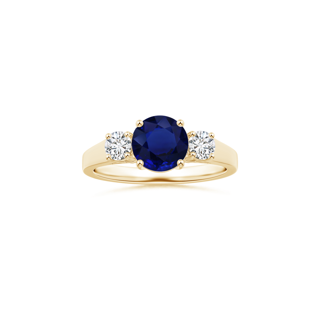 Custom GIA Certified Round Kyanite Three Stone Ring