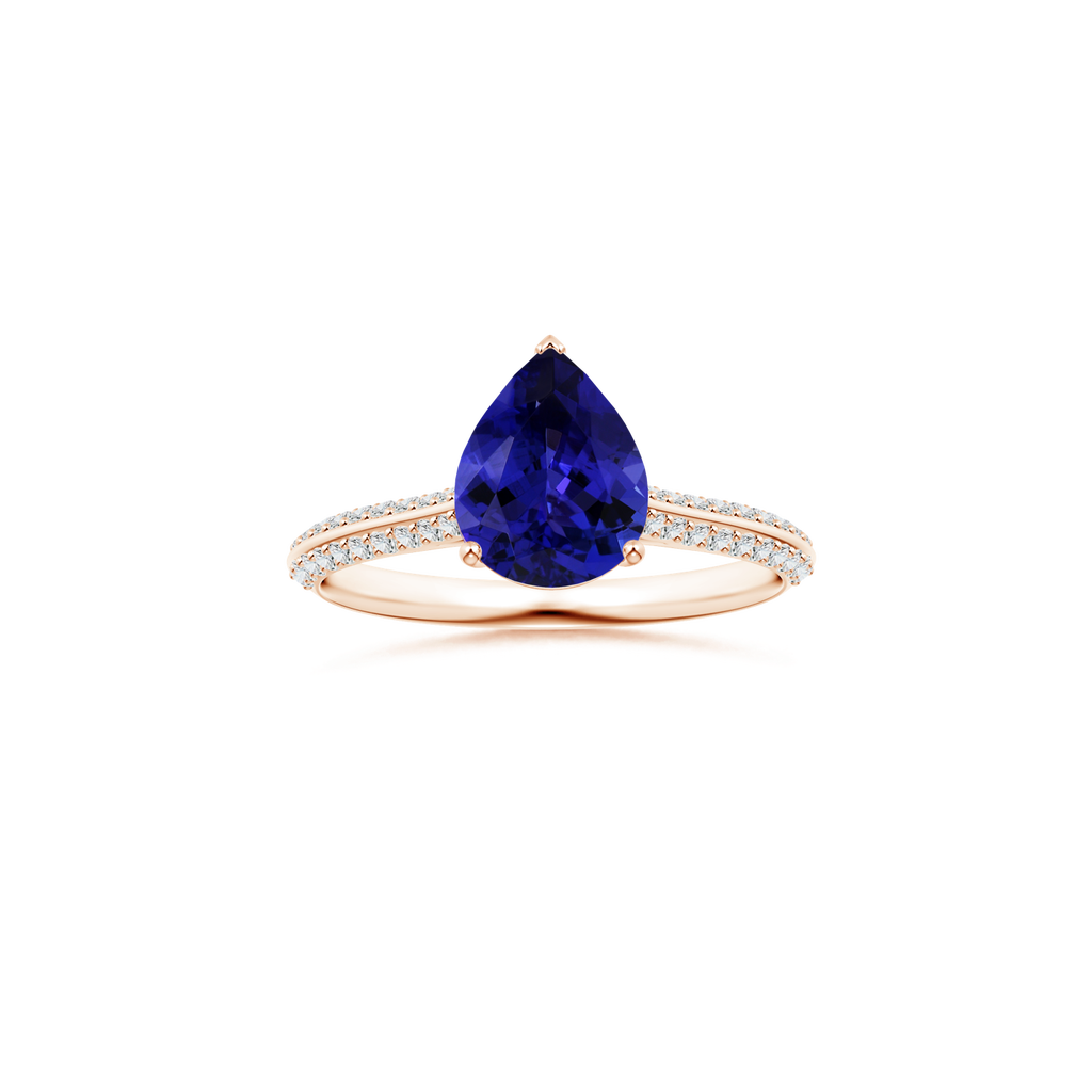 Custom GIA Certified Pear Tanzanite Prong-Set Solitaire Ring with Diamond Studded Shank
