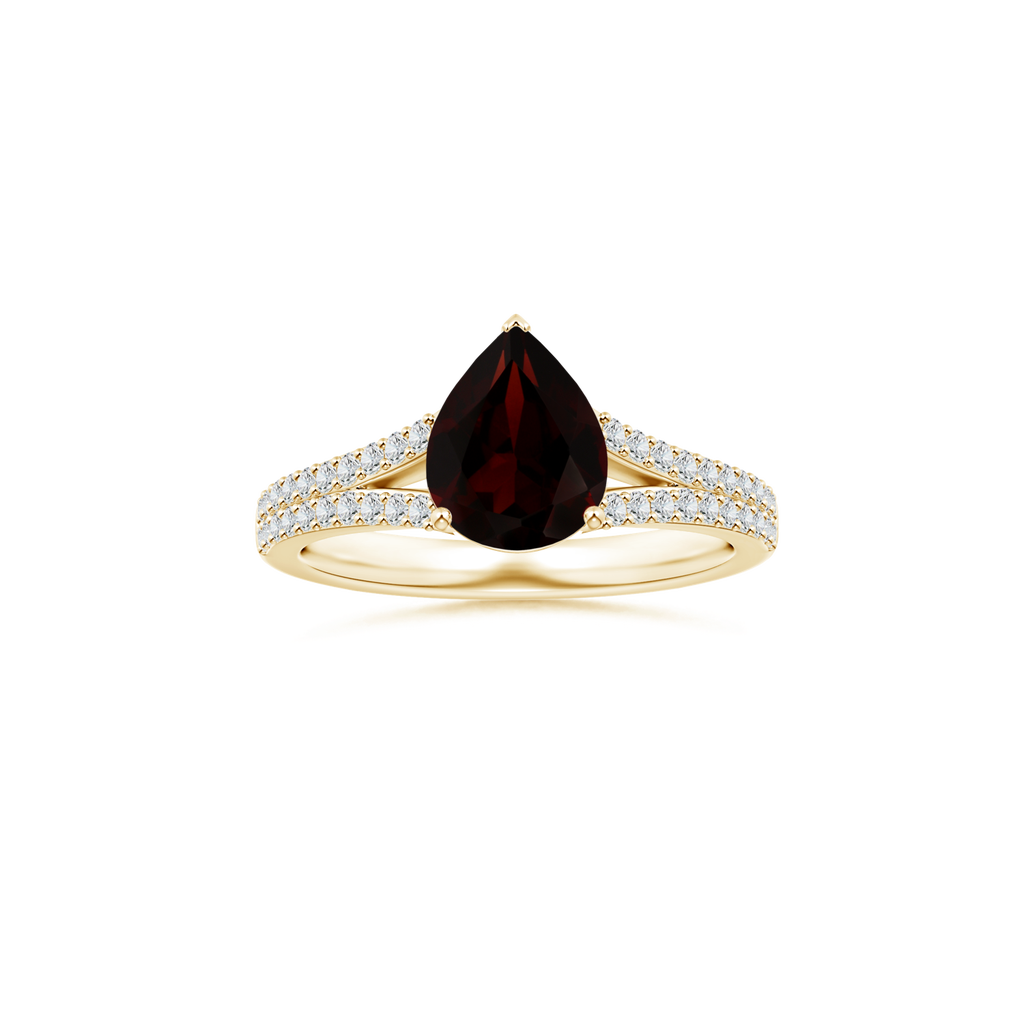 Custom GIA Certified Pear Garnet Prong-Set Solitaire Ring with Diamond Studded Shank
