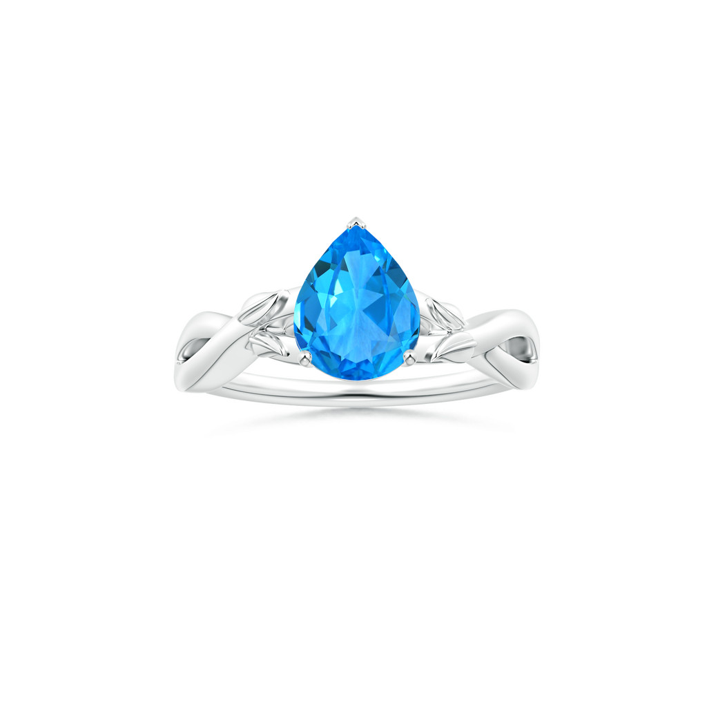 Custom Pear Swiss Blue Topaz Prong-Set Solitaire Ring