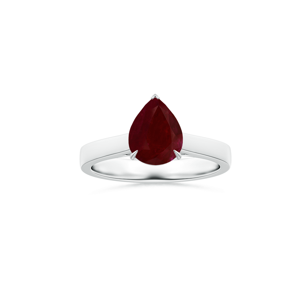 Custom Pear Ruby Claw-Set Solitaire Ring