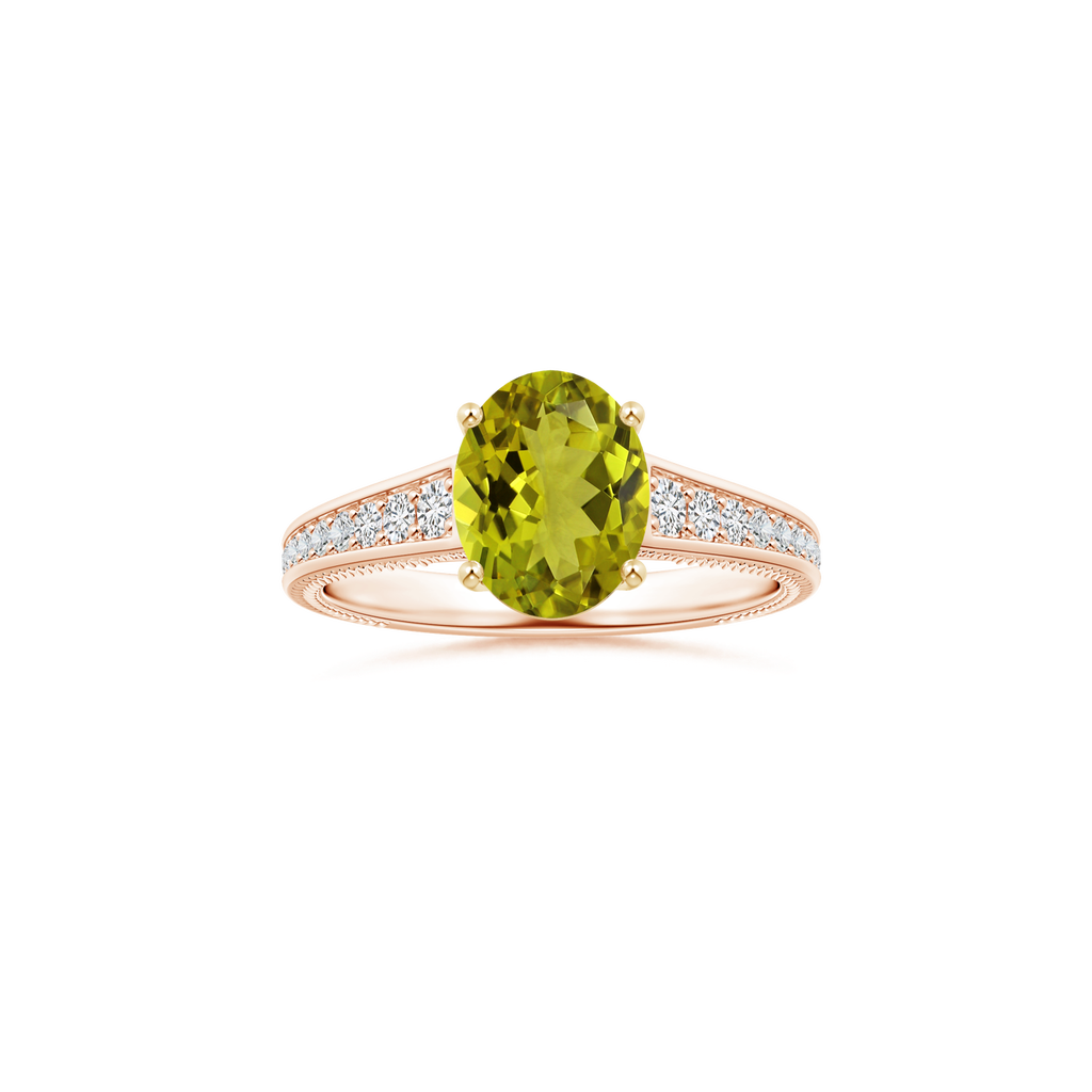 Custom GIA Certified Oval Tourmaline Prong-Set Solitaire Ring with Diamond Studded Shank