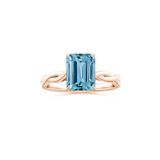 Custom GIA Certified Emerald cut Aquamarine Claw-Set Solitaire Ring