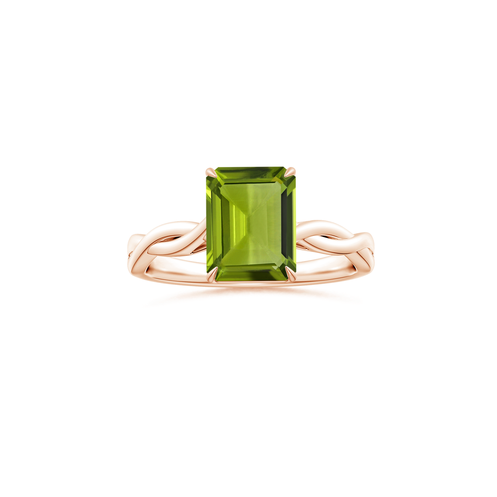 Custom Emerald cut Peridot Claw-Set Solitaire Ring