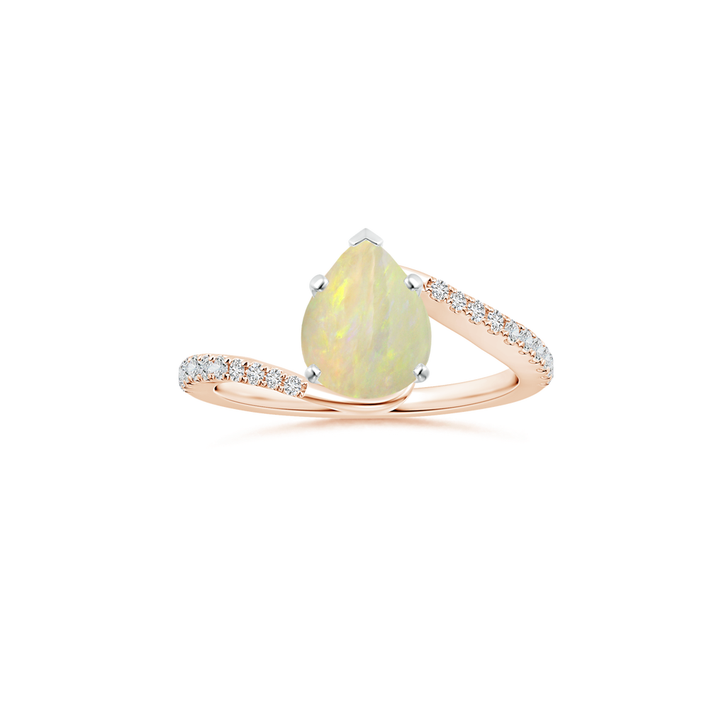 Custom Pear Opal Peg-Set Solitaire Ring with Diamond Studded Shank