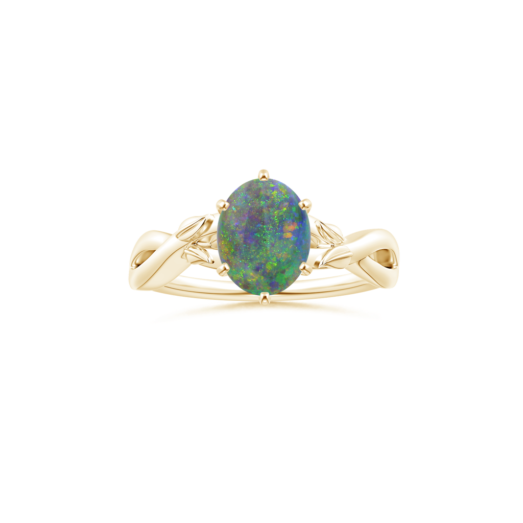 Custom GIA Certified Oval Black Opal Peg-Set Solitaire Ring