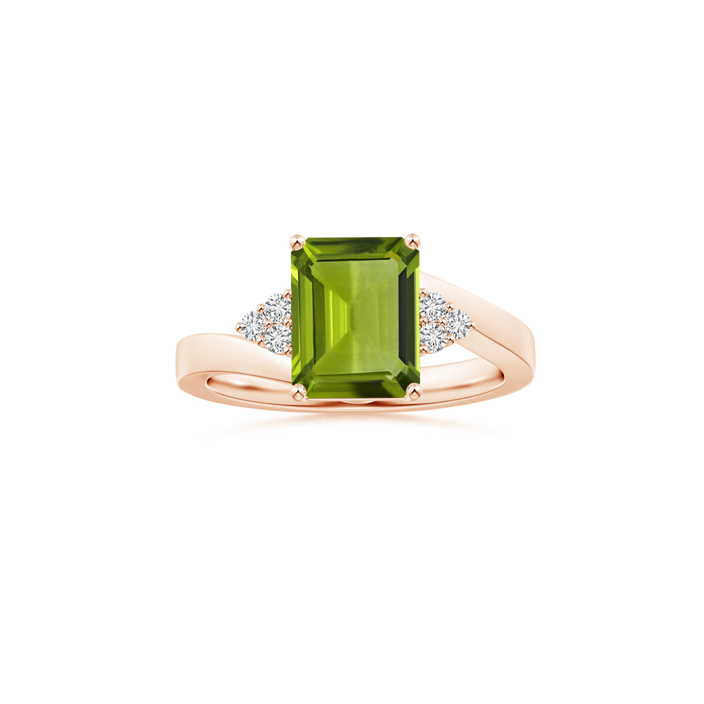 Custom Emerald cut Peridot Side Stone Ring