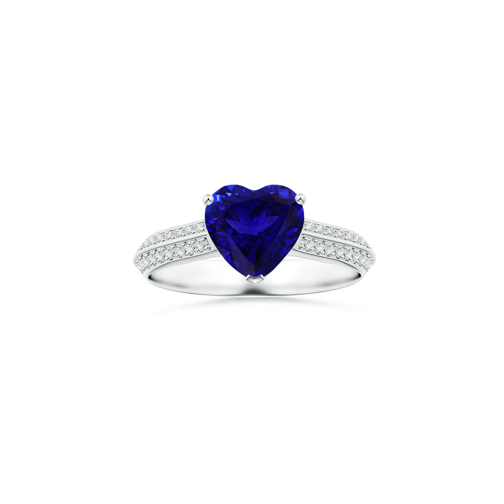Custom GIA Certified Heart Tanzanite Prong-Set Solitaire Ring with Diamond Studded Shank