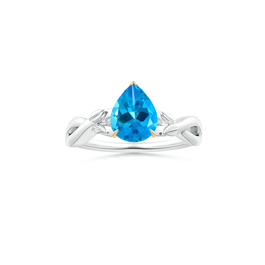 Custom GIA Certified Pear Swiss Blue Topaz Claw-Set Solitaire Ring