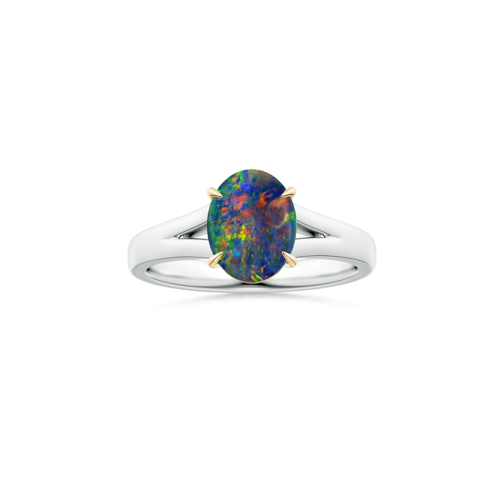Custom GIA Certified Oval Black Opal Claw-Set Solitaire Ring