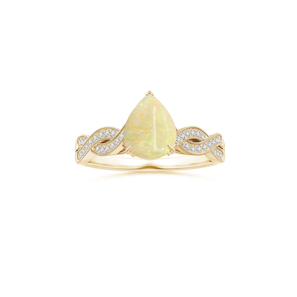 Custom GIA Certified Pear Opal Claw-Set Solitaire Ring with Diamond Studded Shank