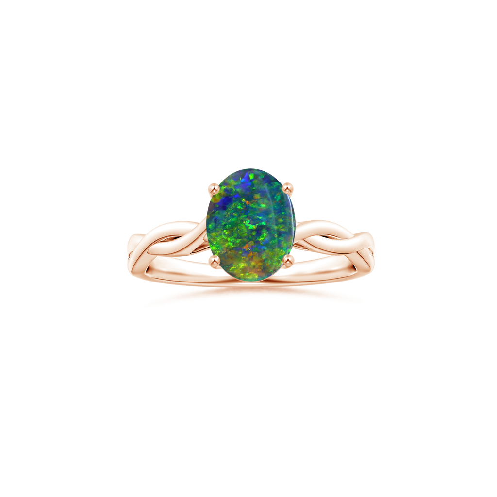 Custom GIA Certified Oval Black Opal Prong-Set Solitaire Ring