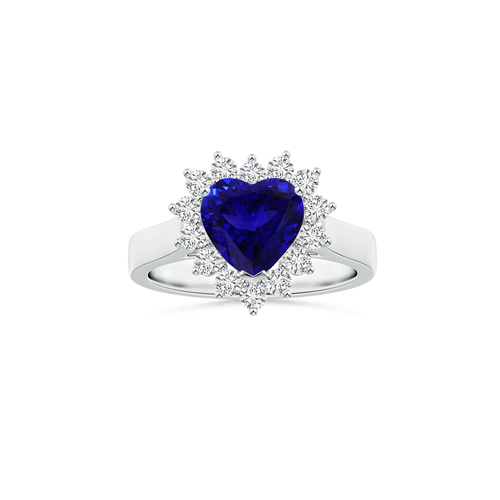 Custom GIA Certified Heart Tanzanite Diana Halo Ring