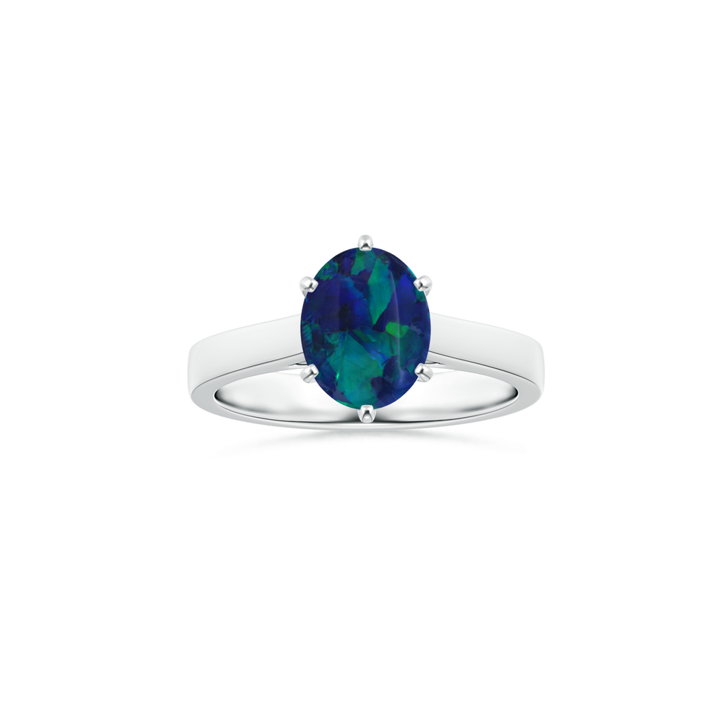 Custom GIA Certified Oval Black Opal Peg-Set Solitaire Ring
