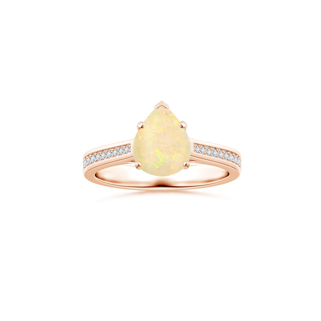 Custom GIA Certified Pear Opal Peg-Set Solitaire Ring with Diamond Studded Shank