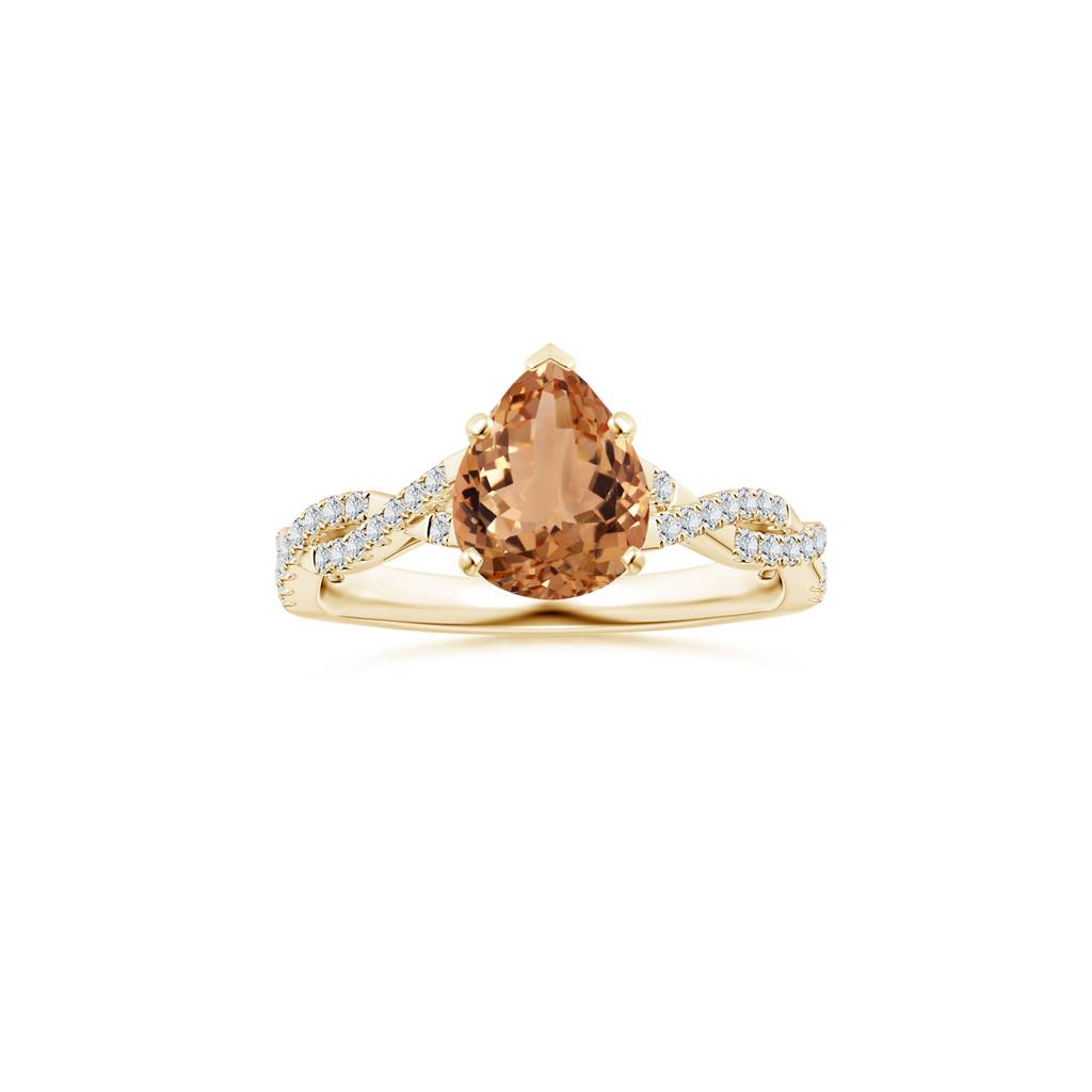 Custom GIA Certified Pear Morganite Peg-Set Solitaire Ring with Diamond Studded Shank